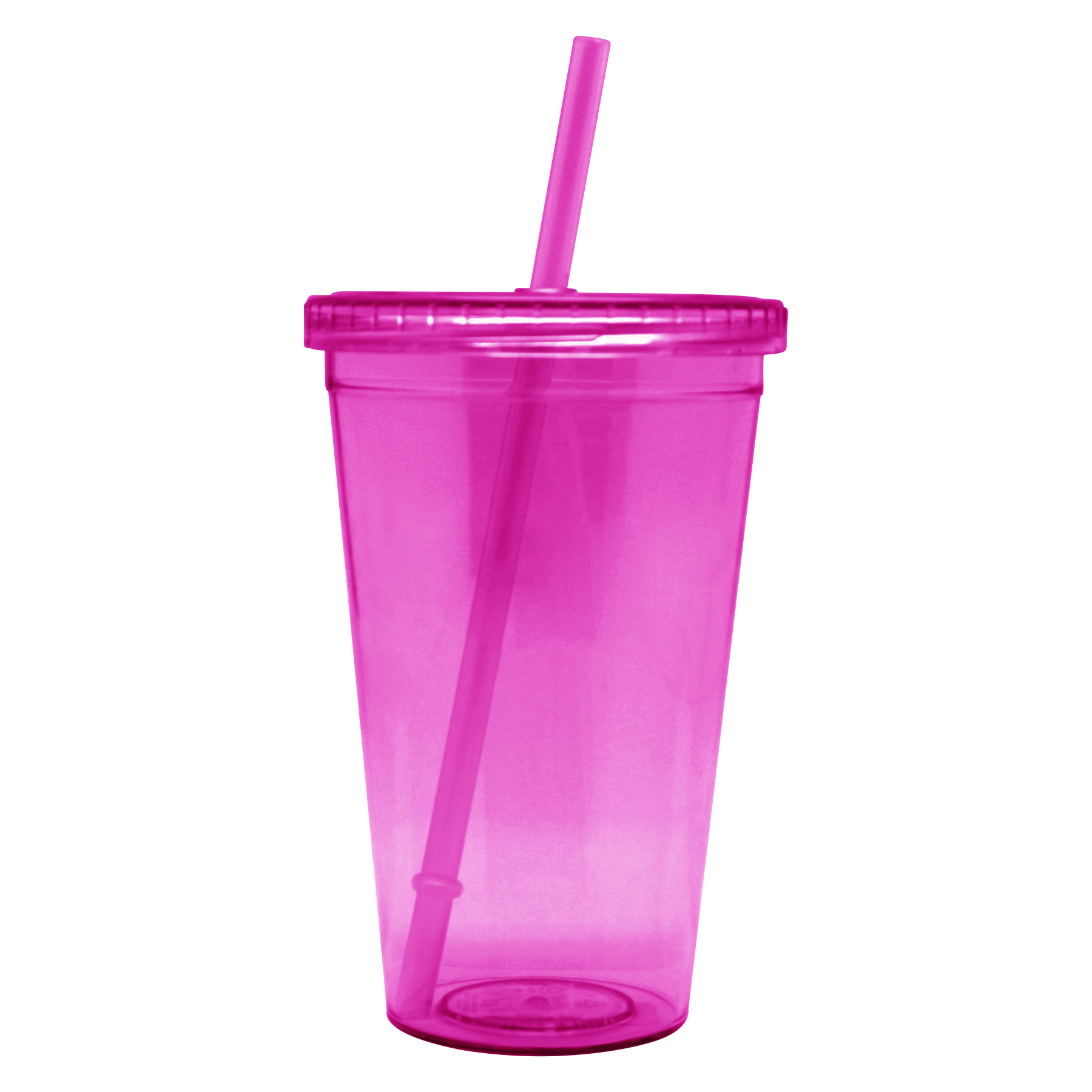 FlyFlyPromos - Double Wall Clear Plastic Cup With Lid And Straw Image 5 - Promotional Product